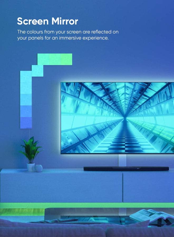 Canvas Expansion Kit - 4 Pack - Smart WiFi LED Light Panel System With Music Visualizer, Instant Wall Decoration, Home or Office Use, Low Energy Consumption, Gaming Lights Grey