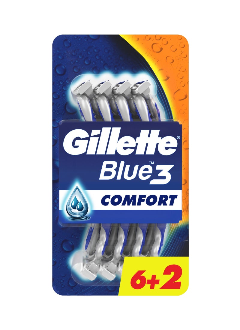 Gillette 8-Piece Blue3 Comfort Razor Set Blue/Silver - Image 1