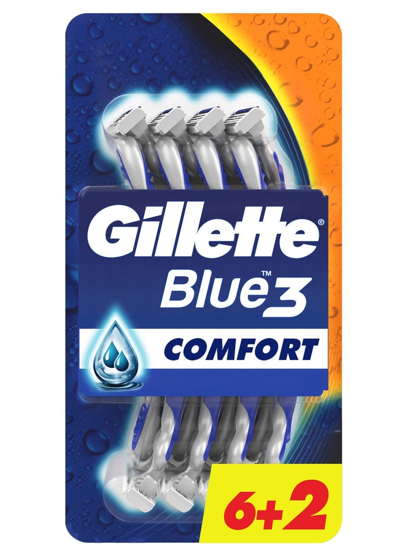 طقم شفرات حلاقة بلو 3 كومفورت من 8 قطع أزرق / فضي - Image 1