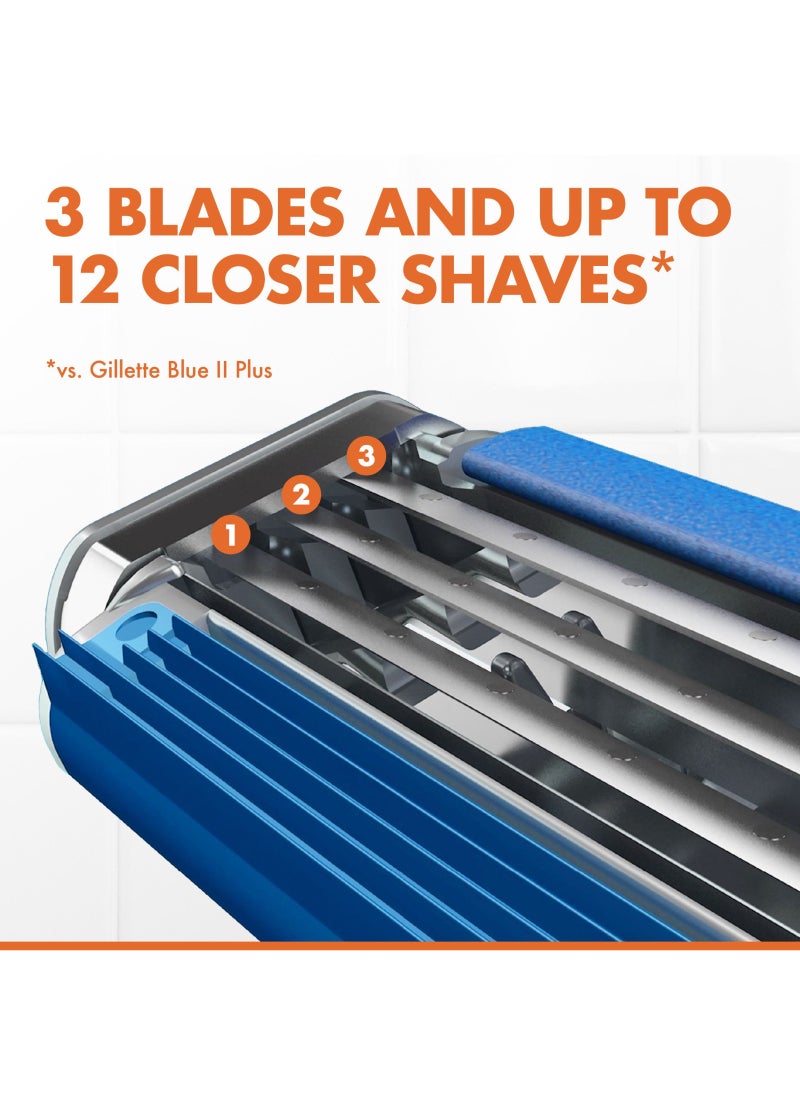 Gillette Blue3 Comfort Men's Disposable Razors: 6+2 Count Blue/Silver - Image 3