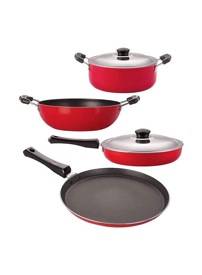 Nirlon - 4-Piece Aluminium Non-Stick Cookware Set Red 36x18.4x20cm - Image 1