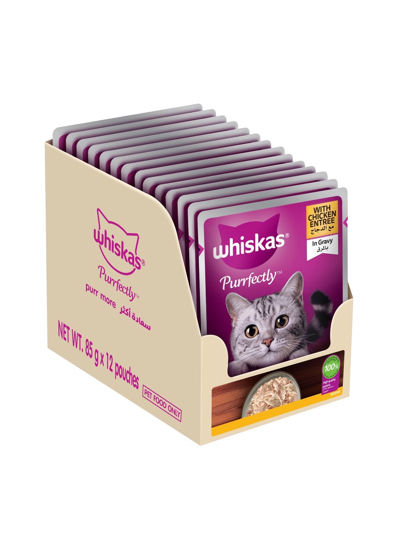 ويسكاس عبوة طعام رطب برفكتلي للقطط من مقبلات الدجاج - 24 قطعة 12x85جرام - Image 1