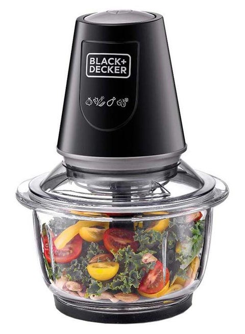 Multi-Function Glass Chopper & Mincer, XXL 1.2L Bowl, 4-Blade System, Pulse Speed for Precision, Ice Crushing, Compact Sleek Black Design, Easy to Clean, 1.2 L 400 W GC400-B5 Clear/Black