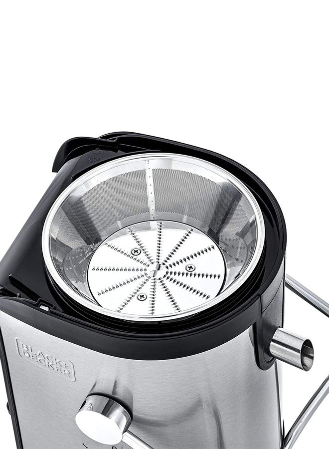بلاك اند ديكر عصارة 800 واط بتصميم من الفولاذ المقاوم للصدأ، وعاء لب كبير، جامع عصير، تحكم مزدوج في السرعة للفواكه والخضروات.   JE800-B5 1.7 L 800 W JE800-B5 أسود/ فضي/ شفاف - Image 4