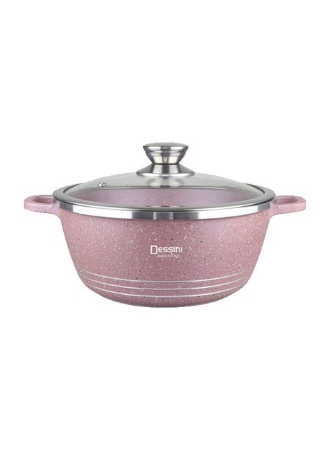 Versatile Efficient Non-stick Stay Cool Handled Shallow Casserole Pot Bowl Deep Fry Pan Cookware Tool Pink 40cm