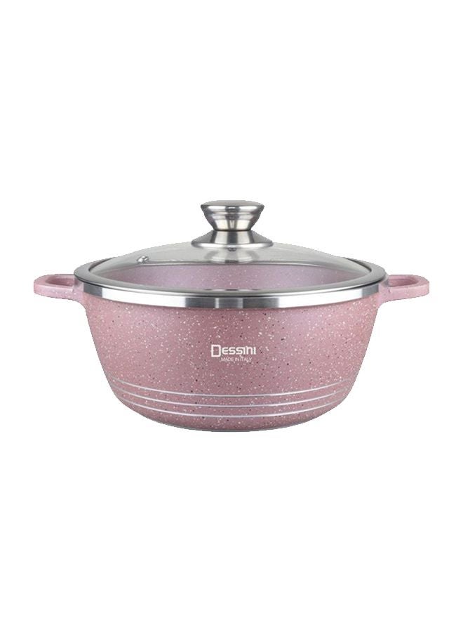 DESSINI - Versatile Efficient Non-stick Stay Cool Handled Shallow Casserole Pot Bowl Deep Fry Pan Cookware Tool Pink 40cm - Image 1