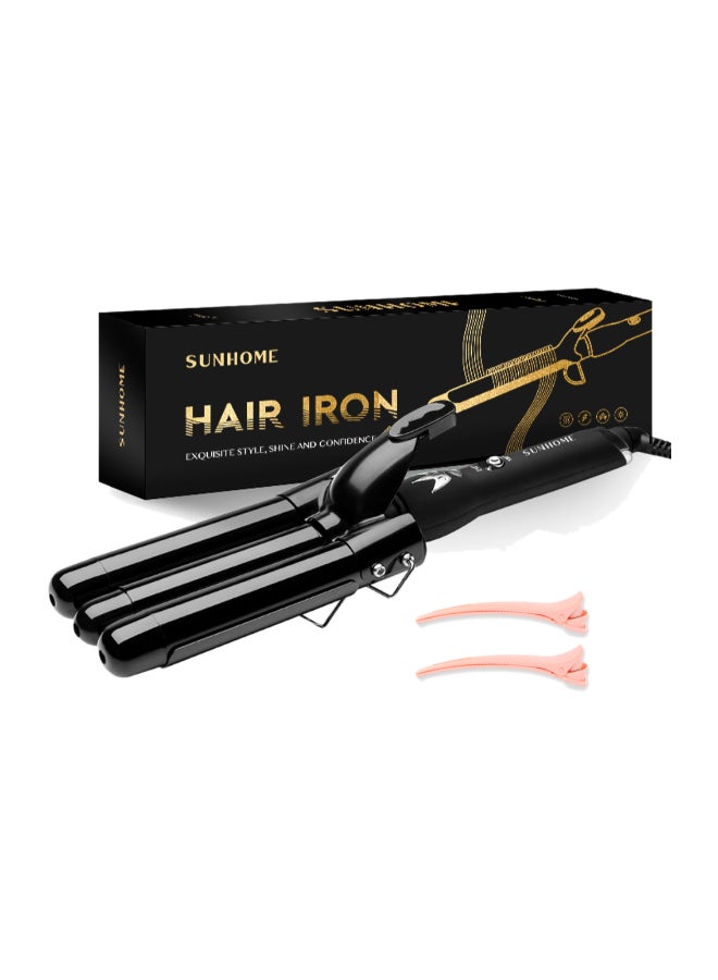 3-Barrel Electric Iron Hair Curler,25mm Black 380mm 