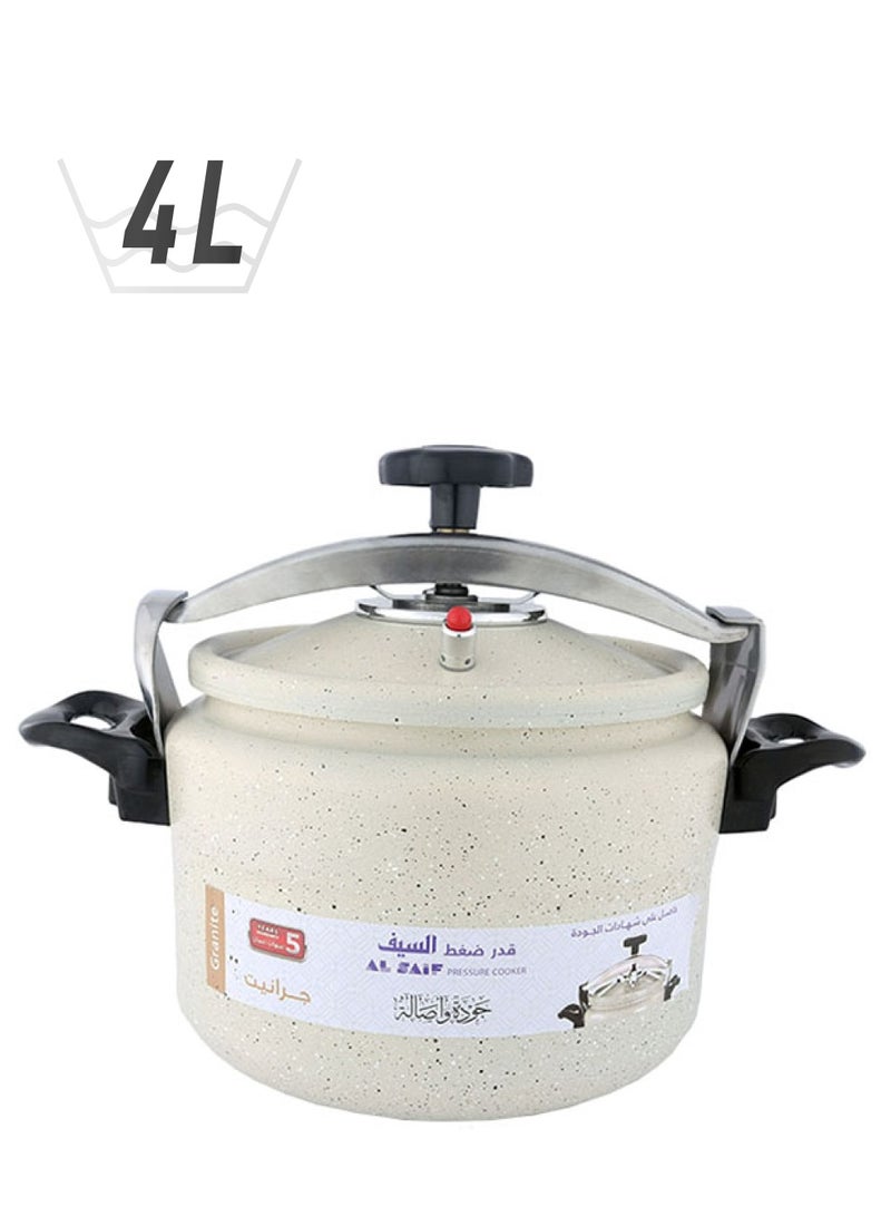Alsaif Aluminium Pressure Cooker Pearl White 4Liters  - Image 1
