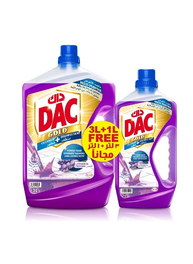 Dac - Gold Cleaner + Disinfectant with Lavender Scent, 3 Liter + 1 Liter Free - Image 1