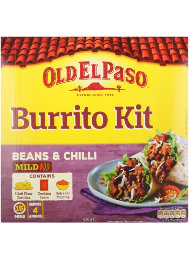 Old El Paso Beans And Chili Burrito Kit 620grams 