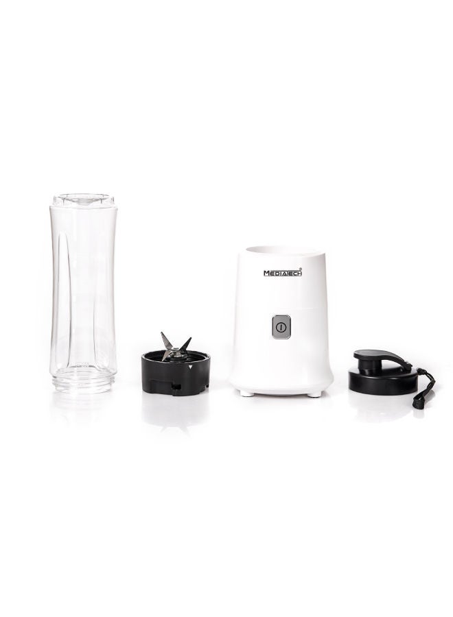 Media Tech - Personal Blender Smoothie Blender/Smoothie Maker, Copper Motor, Tritan Smoothie 2Go Bottle And Lid, Ice Crush Function 600 ml 250 W MT-X04 White/Clear - Image 1
