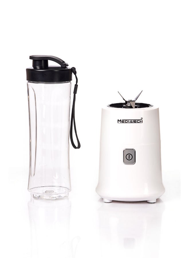 Media Tech - Personal Blender Smoothie Blender/Smoothie Maker, Copper Motor, Tritan Smoothie 2Go Bottle And Lid, Ice Crush Function 600 ml 250 W MT-X04 White/Clear - Image 1