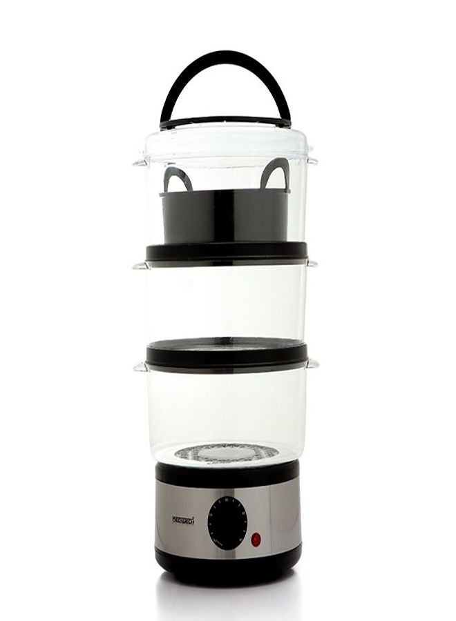 Mediatech Healthy Food Steamer, 3-Tier Bowls, 3 Baskets, Rice Bowl/Rice Cooker, Steam Cooker with 0-60 Min Timer Function, Electric Steame 7.5 L 500 W MT-FS88 Clear/White/Grey - Image 2