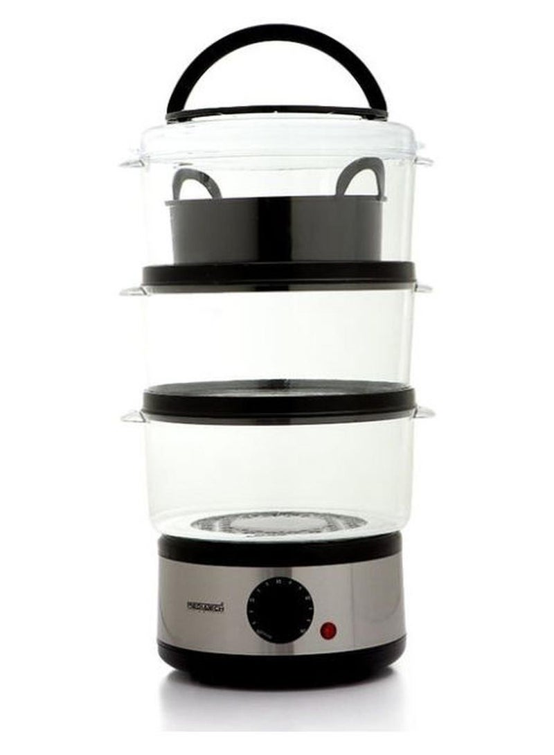 ميدياتيك جهاز الطهي بالبخار، أوعية بثلاث طبقات،  وعاء أرز/طباخ أرز، طباخ بخاري مع وظيفة مؤقت من 0 إلى 60 دقيقة، طباخ بخاري كهربائي - 7.5 L 500 W MT-FS88 صافي / أبيض/ رمادي - Image 1