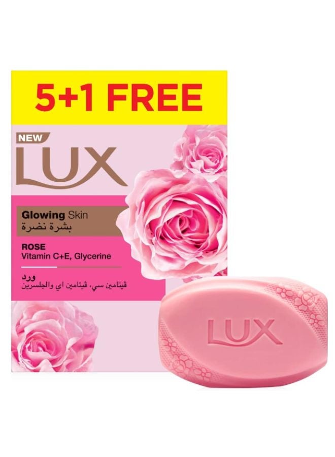 Lux Bar Soap For Glowing Skin Rose With Vitamin C E And Glycerine White 170grams - Image 1
