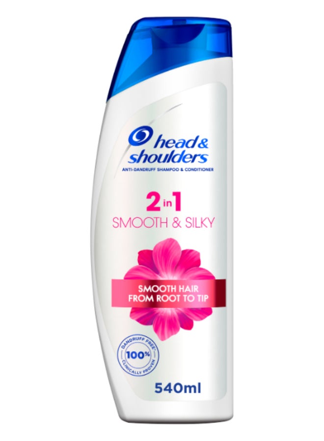 Head & Shoulders - 2 In 1 Smooth And Silky Anti-Dandruff Shampoo With Conditioner Clear 540ml - Image 1