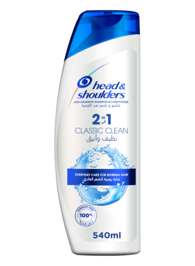 Head & Shoulders 2 In 1 Classic Clean Anti-Dandruff Shampoo With Conditioner 540ml - Image 1