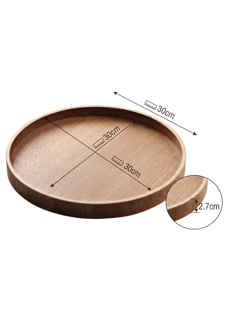 Cuisine Art High-Grade Round Bamboo Serving Tray, Natural Wood Decorative Platter, Eco-Friendly Circular Display Tray for Coffee Table & Kitchen, Brown, 30 x 30 x 2.7cm ,Round Bamboo Tray, Wood Serving Platter, Circular Coffee Tray, Eco-Friendly Kitchenware, Bamboo Decorative Tray, Minimalist Home Decor, Natural Wood Tray, 30cm Serving Plate, Coffee Station Organizer, Modern Bamboo Platter, UAE Home Accessories. Brown 30X30X2.7cm Brown 30cm - Image 2