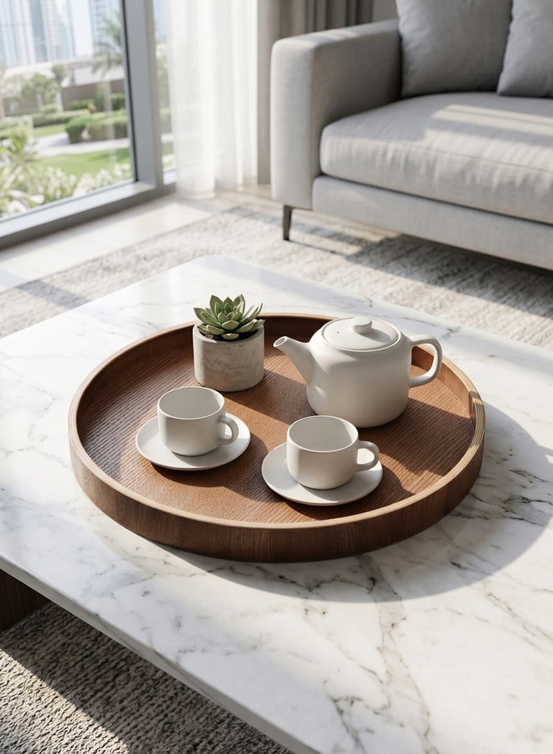 Cuisine Art High-Grade Round Bamboo Serving Tray, Natural Wood Decorative Platter, Eco-Friendly Circular Display Tray for Coffee Table & Kitchen, Brown, 30 x 30 x 2.7cm ,Round Bamboo Tray, Wood Serving Platter, Circular Coffee Tray, Eco-Friendly Kitchenware, Bamboo Decorative Tray, Minimalist Home Decor, Natural Wood Tray, 30cm Serving Plate, Coffee Station Organizer, Modern Bamboo Platter, UAE Home Accessories. Brown 30X30X2.7cm Brown 30cm - Image 3