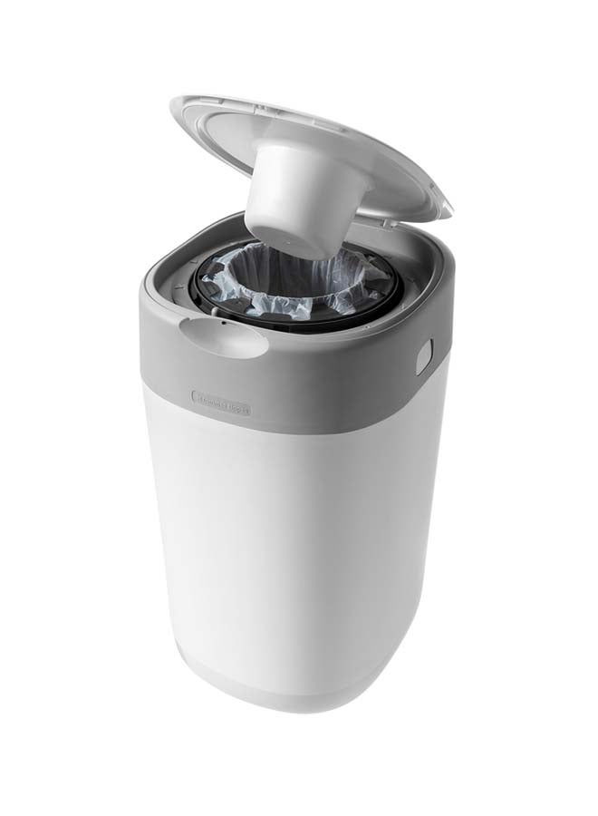 tommee tippee - Twist And Click Advanced Nappy Bin Starter Set, Eco-Friendlier System With 6x Refill Cassettes With Sustainably Sourced Antibacterial Greenfilm, White - Image 1