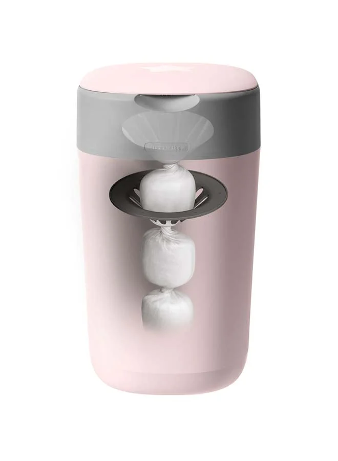tommee tippee Twist and Click Advanced Nappy Bin, Eco-Friendlier System, Includes 1x Refill Cassette with Sustainably Sourced Antibacterial GREENFILM, Blue