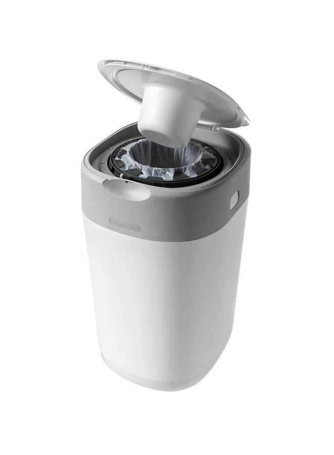 tommee tippee Twist And Click Advanced Nappy Bin Starter Set, Eco-Friendlier System With 12x Refill Cassettes With Sustainably Sourced Antibacterial Greenfilm, White  - Image 4