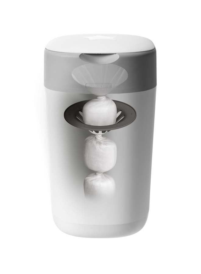 tommee tippee Twist And Click Advanced Nappy Bin Starter Set, Eco-Friendlier System With 12x Refill Cassettes With Sustainably Sourced Antibacterial Greenfilm, White  - Image 3