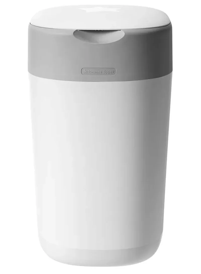 tommee tippee Twist and Click Advanced Nappy Bin, Eco-Friendlier System, Includes 1x Refill Cassette with Sustainably Sourced Antibacterial GREENFILM, White