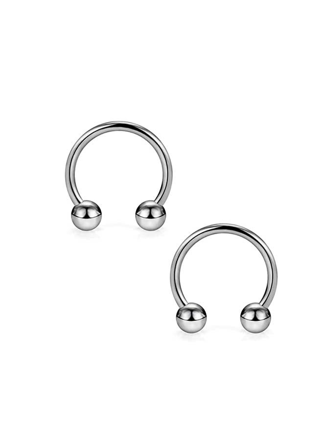 قرط أنف دائري من الستانلس ستيل على شكل حدوة حصان بأطراف كروية - Image 5