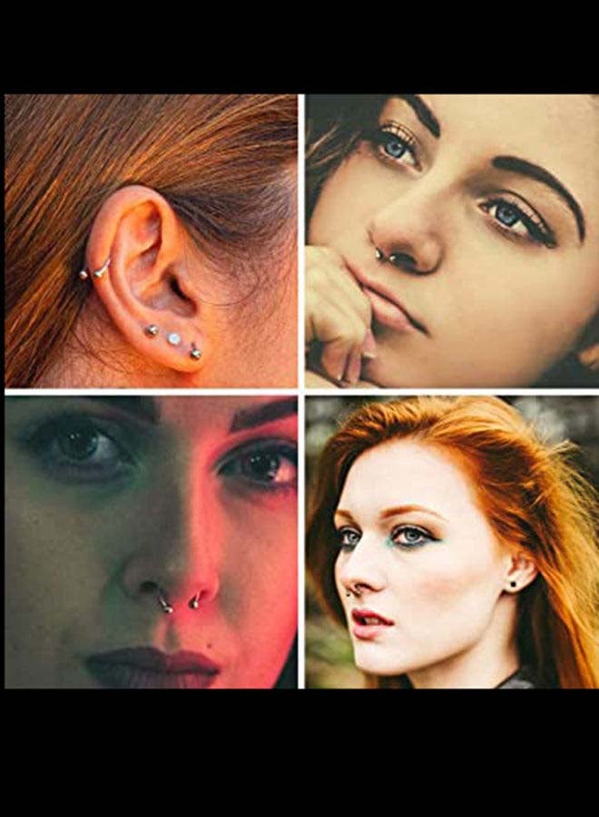 قرط أنف دائري من الستانلس ستيل على شكل حدوة حصان بأطراف كروية - Image 4