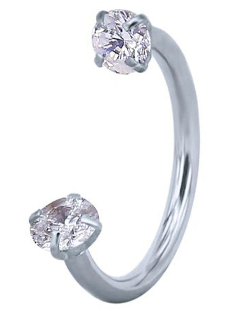 قرط للأنف من الستانلس ستيل على شكل حدوة حصان مرصّع بالزركونيا المكعبة