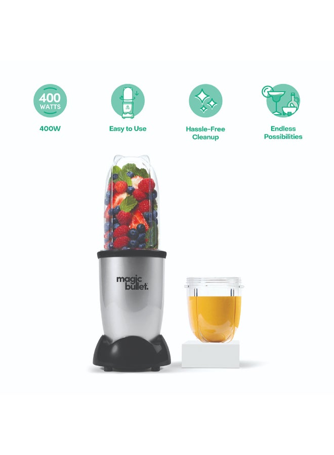 4-Piece Blender Accessories Set, 400W High-Speed Multi-Functional Blender for Smoothies, Shakes, Dips & Sauces, 530ml Capacity, Easy to Clean 1-Year Warranty 530 ml 400 W MB4-0612 Silver