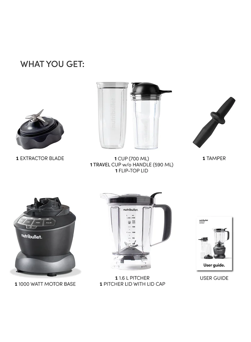 nutribullet Full Size High-Speed Blender 7-Piece 1000 W NBC-0910B Dark Grey