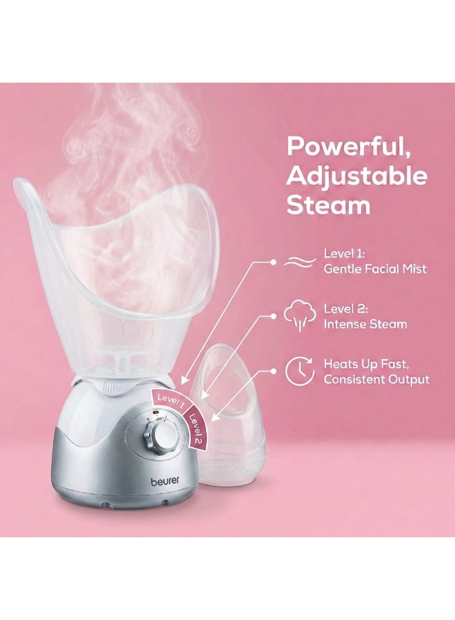 بيورير مجموعة جهاز ساونا الوجه بالبخار شفاف/فضي - Image 2