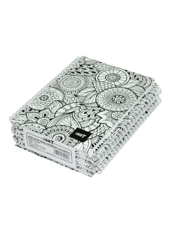 لايت مجموعة دفاتر بسلك لولبي مقاس A5 من 5 قطع أسود/ أبيض