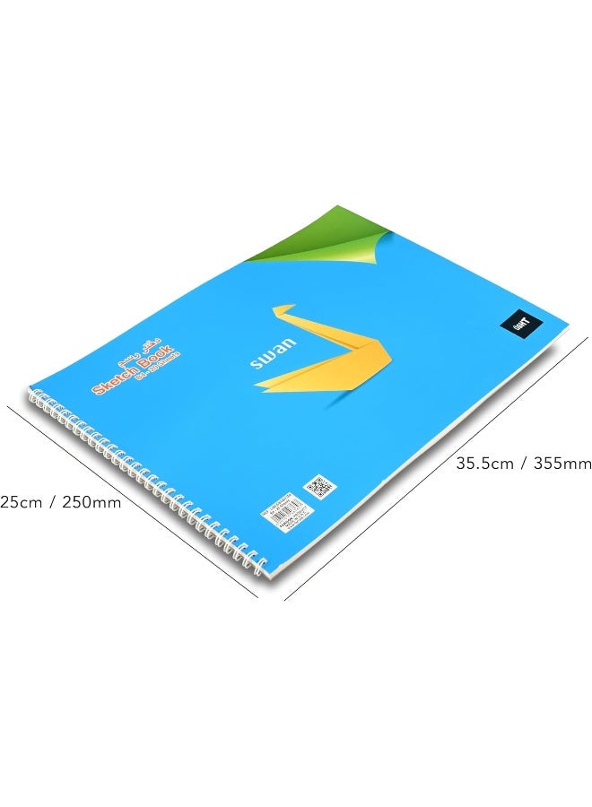 لايت طقم دفاتر رسم بسلك حلزوني مقاس B4 مكون من 12 قطعة أزرق/أصفر/أخضر - Image 5