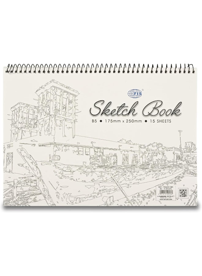 إف اي أس  10 دفاتر رسم بسلك حلزوني أبيض/رمادي - Image 2