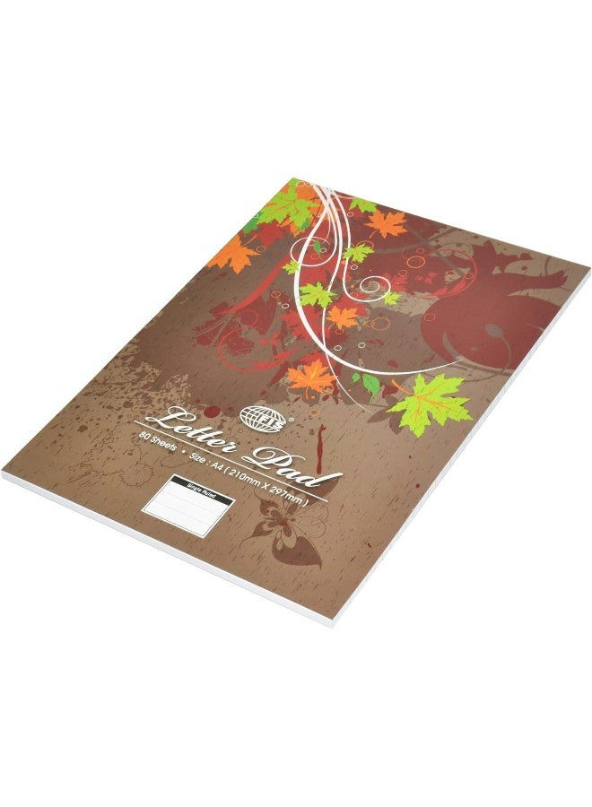 FIS Single Ruled Letter Writing Pad, A4 Size, 80 Sheets (Pack of 10) Brown/Green/Red - Image 3