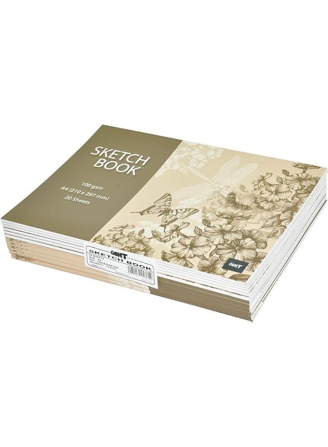 FIS Light Sketch Book, A4 Size, 100 GSM, 20 Sheets, Pack of 12 Grey/Beige/White - Image 1