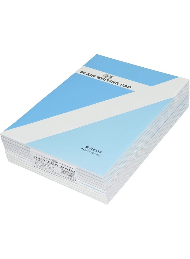 FIS 10-Piece Plain Writing Pad, A4 Size with 80 Sheets Each White - Image 1