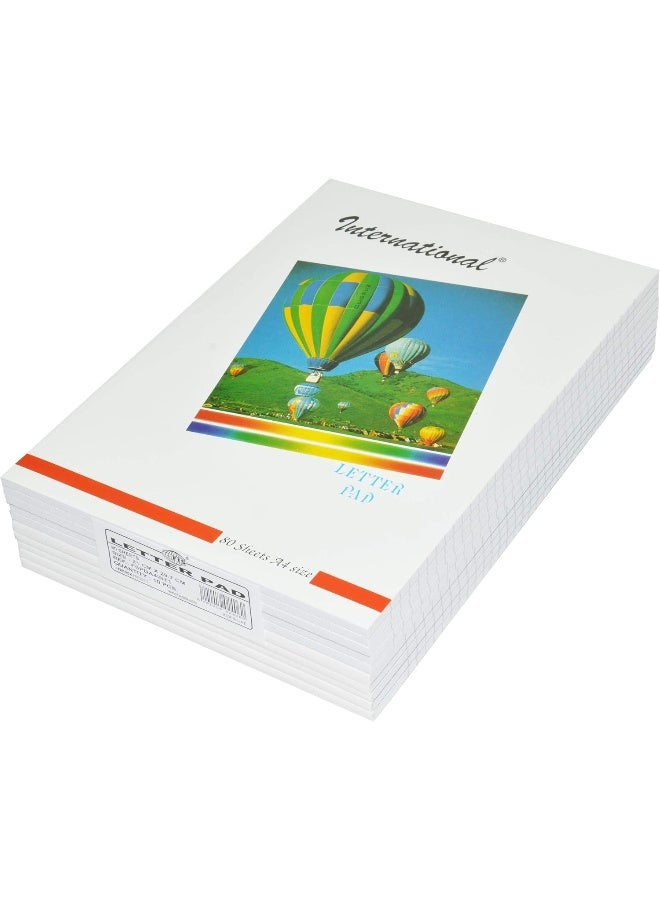FIS 10-Piece International Writing Pads, A4 Size, Single Ruled (80 Sheets Each) Multicolour - Image 1