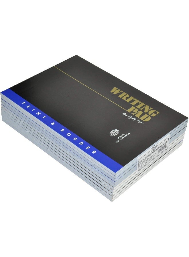 FIS 10-Piece Writing Pads, Feint & Color Border, Single Ruled, A4 Size, 80 Sheets per Pad Blue - Image 1