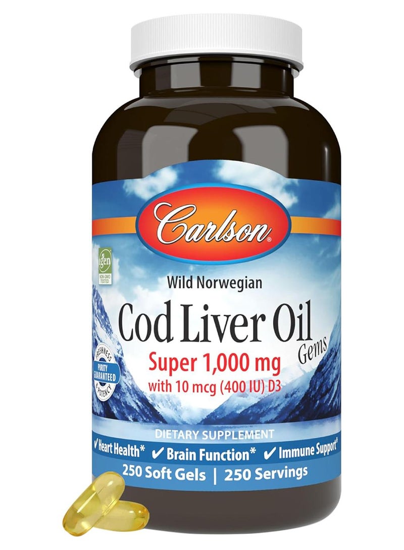 كارلسون زيت كبد سمك القد - 250 كبسولة هلامية - Image 1