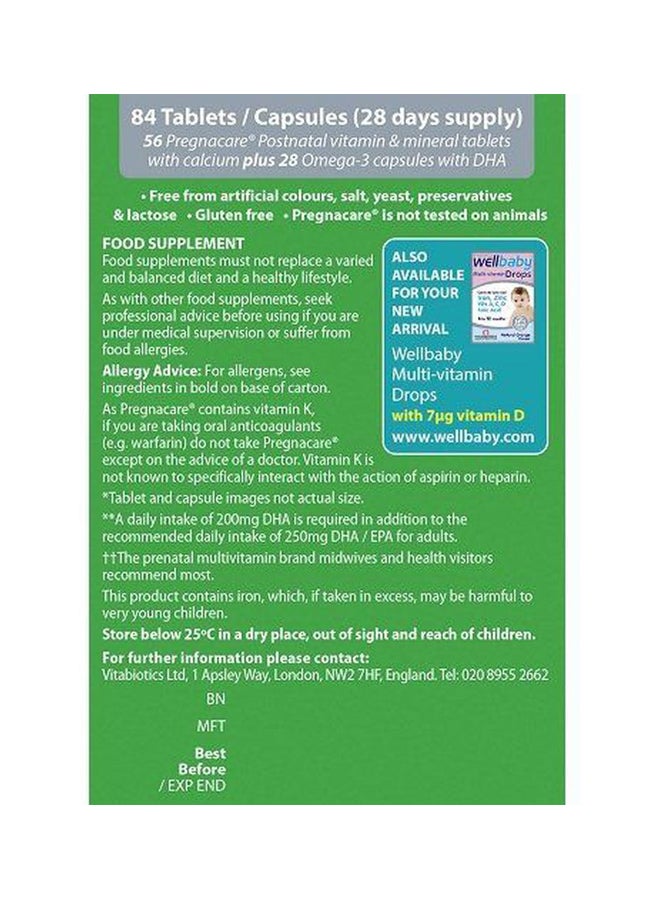 فيتابيوتيكس بريجناكير لدعم الرضاعة الطبيعية  - 56 قرصاً + 28 كبسولة - Image 5