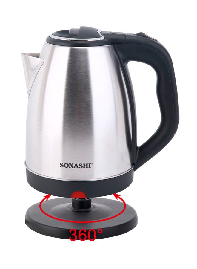 سوناشي - غلاية من الستانلس ستيل بدون سلك مع شواية بلوحين بسطح مانع للالتصاق 1.8 L 1500 W SKT-1804 + SGT-853 أسود/ فضي - Image 1