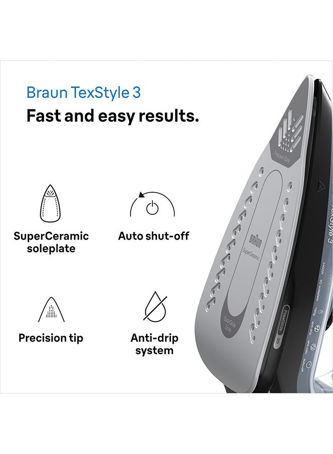 براون مكواة بخار تكستايل 3 270 ml 2400 W SI3055BK أسود - Image 4