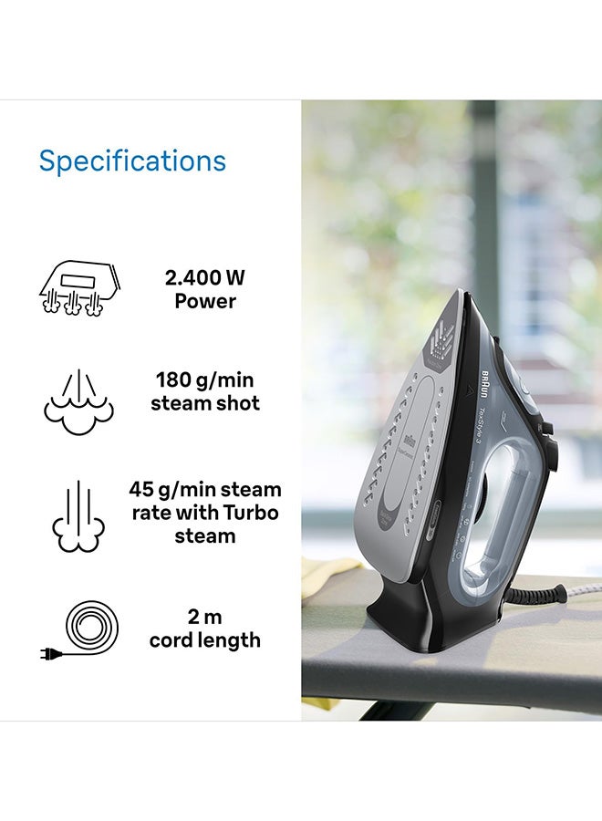 براون مكواة بخار تكستايل 3 270 ml 2400 W SI3055BK أسود - Image 5