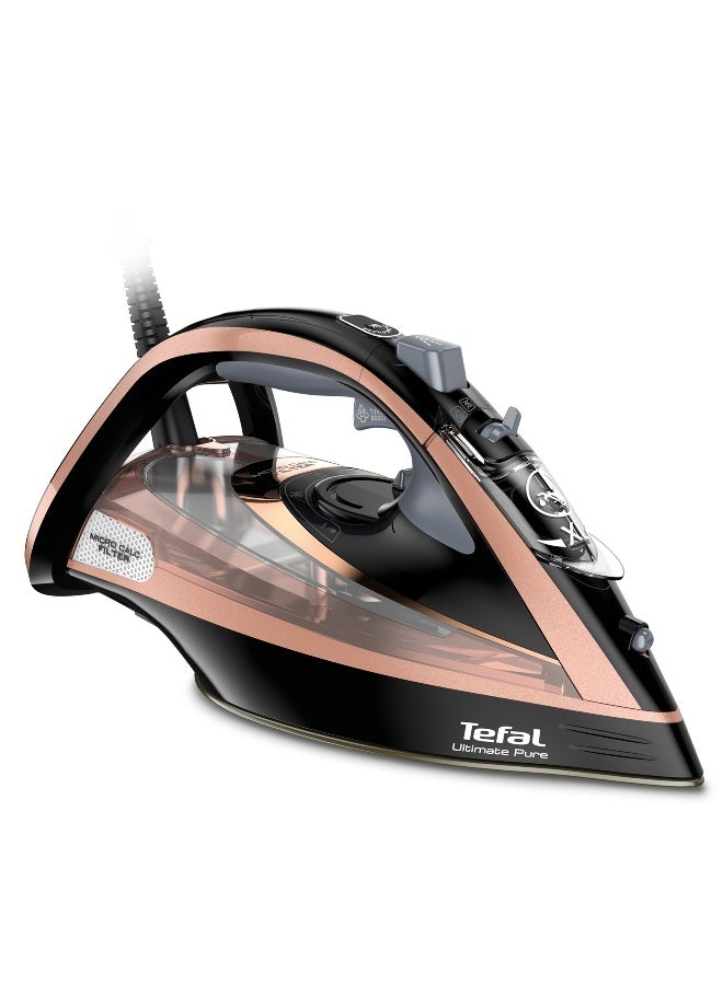 Tefal Steam Iron | Ultimate Pure Iron Steamer | With Calc Remover | Durilium Airglide Non-Stick Soleplate Technology | 2 Years Warranty | 350 ml 3120 W FV9845M0 Black / Blush - Image 1