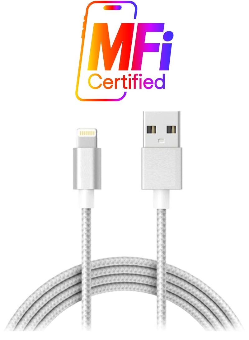 كابل Lighting إلى USB لمزامنة البيانات والشحن فضي - Image 1