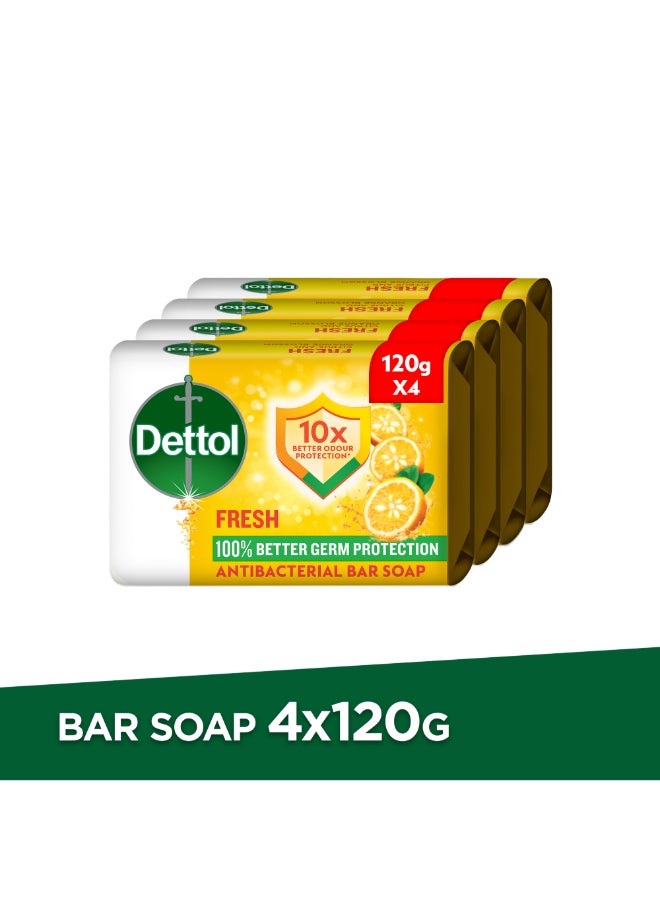Dettol Pack of 4 Fresh Anti-Bacterial Bar Soap 120grams  - Image 1